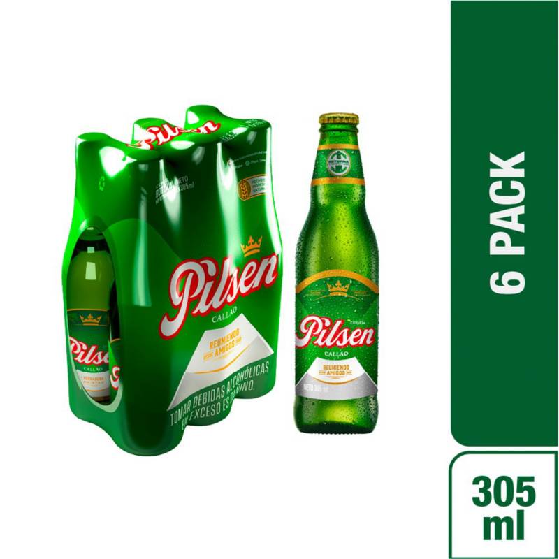 CERVEZA PILSEN CALLAO SIX PACK BOTELLA 305 ML